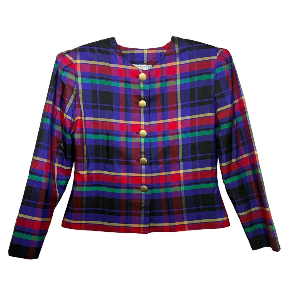 Vintage Multicolor Plaid Blazer - Picture 3 of 6